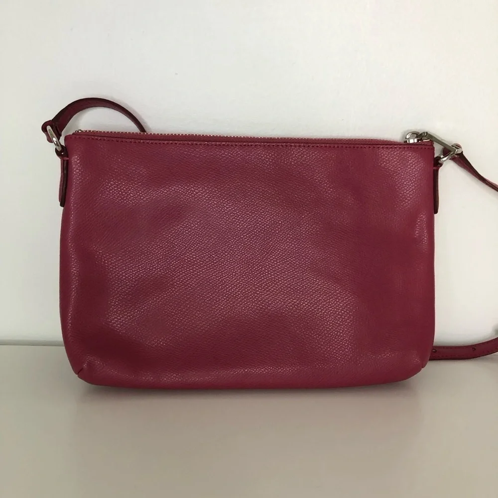 Coach Pink Crossgrain Leather East West Crossbody Bag